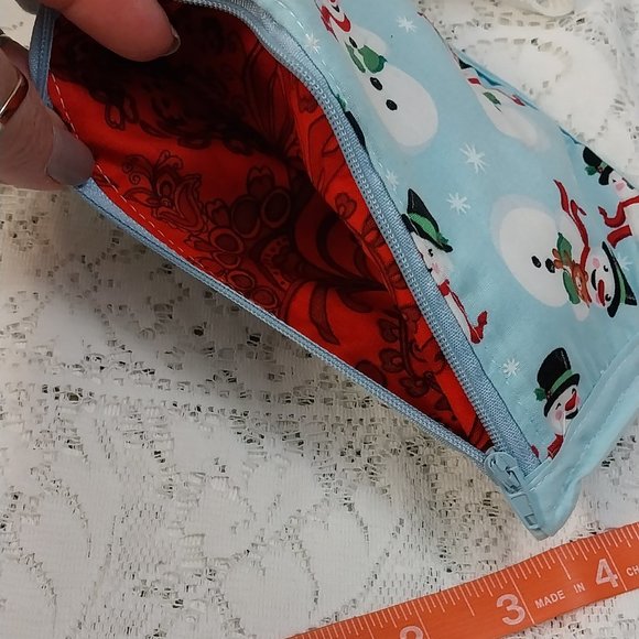 2837 Snowman Pattern Smart Phone Crossbody Zippered Wallet Bag - Picture 3 of 5